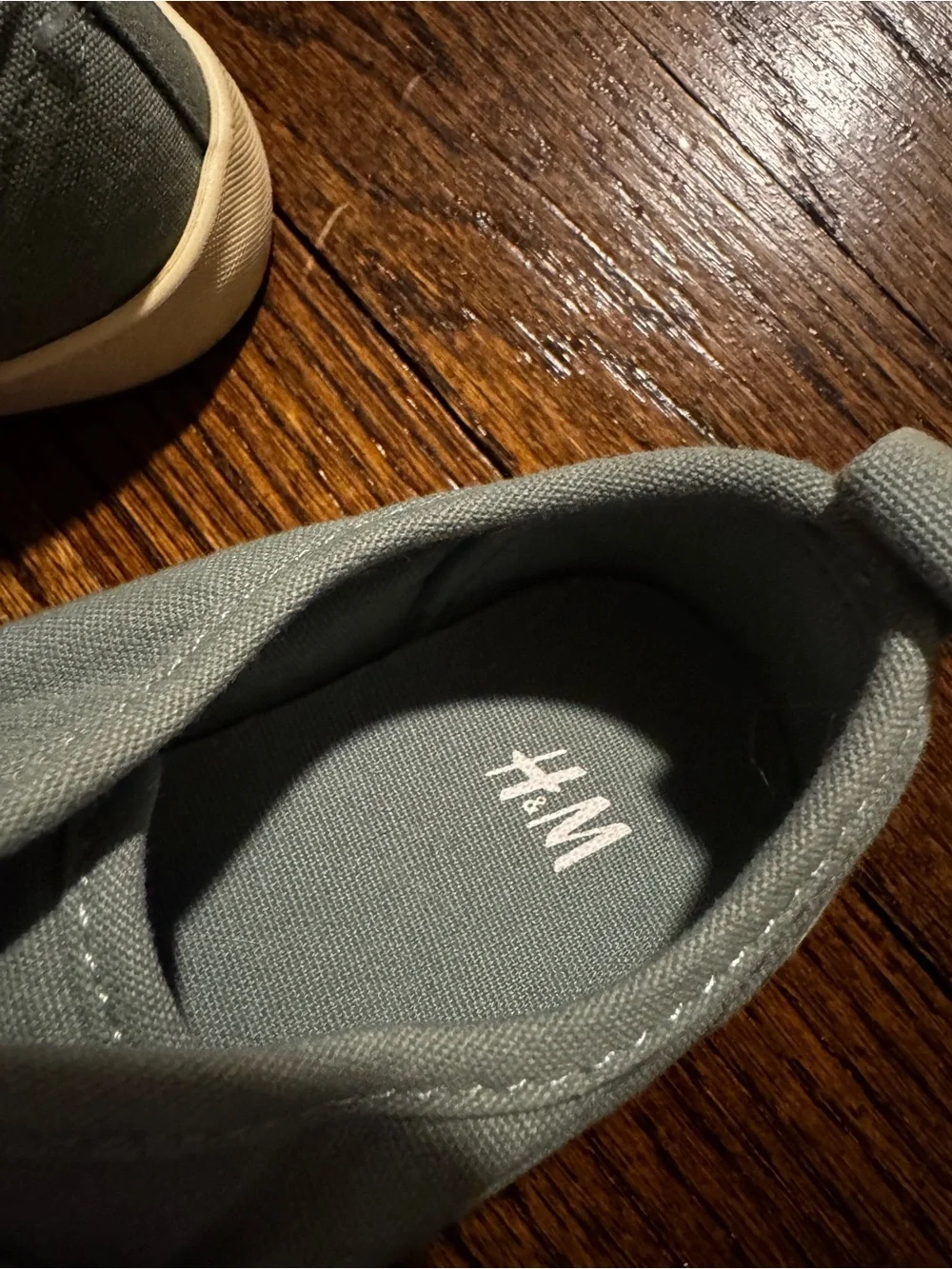 H&M Kids Olive Canvas Velcro Sneakers with Cream Soles
